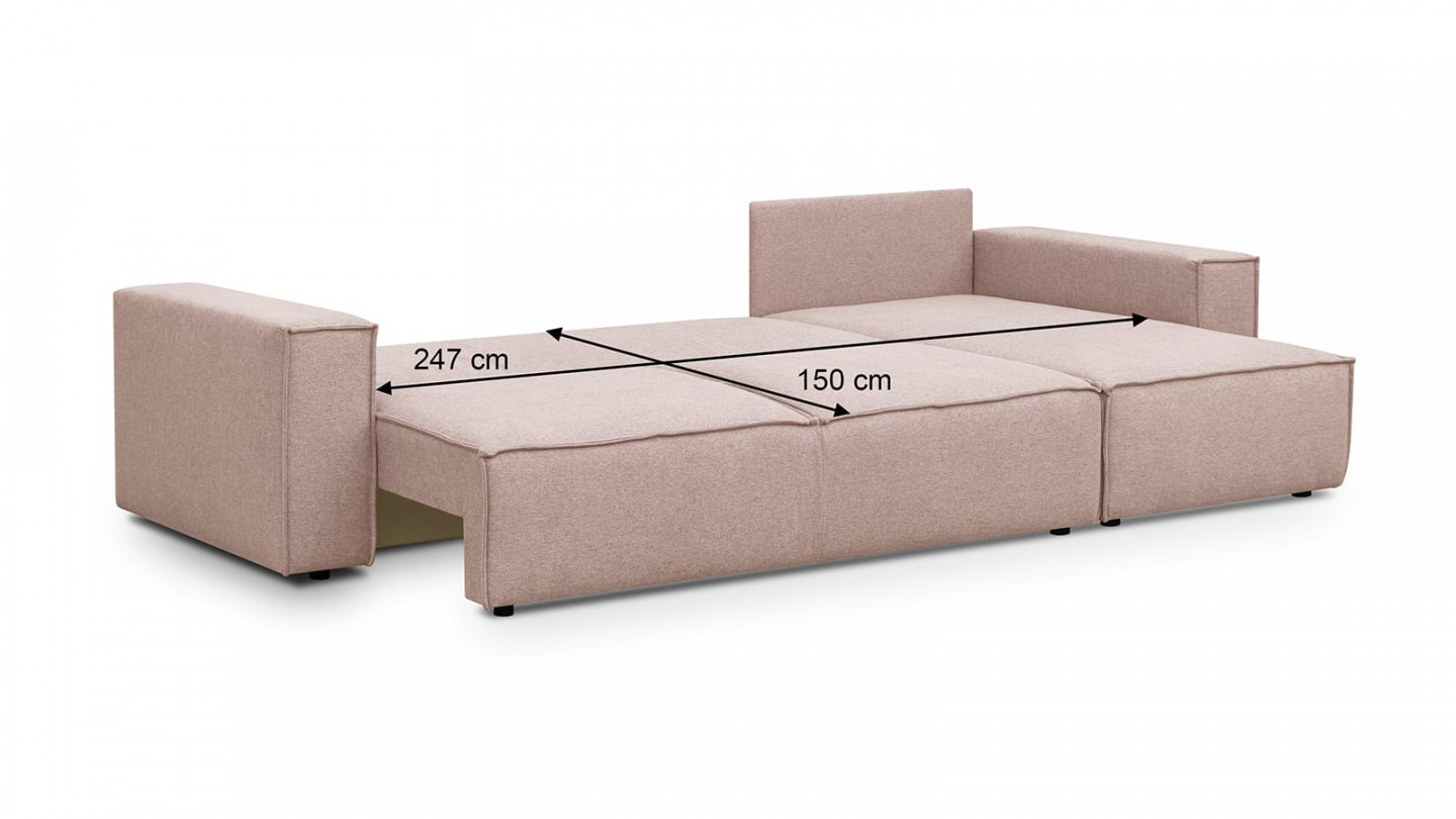 Canapé d'angle 5 places convertible réversible avec coffre de rangement en tissu rose - Harper New