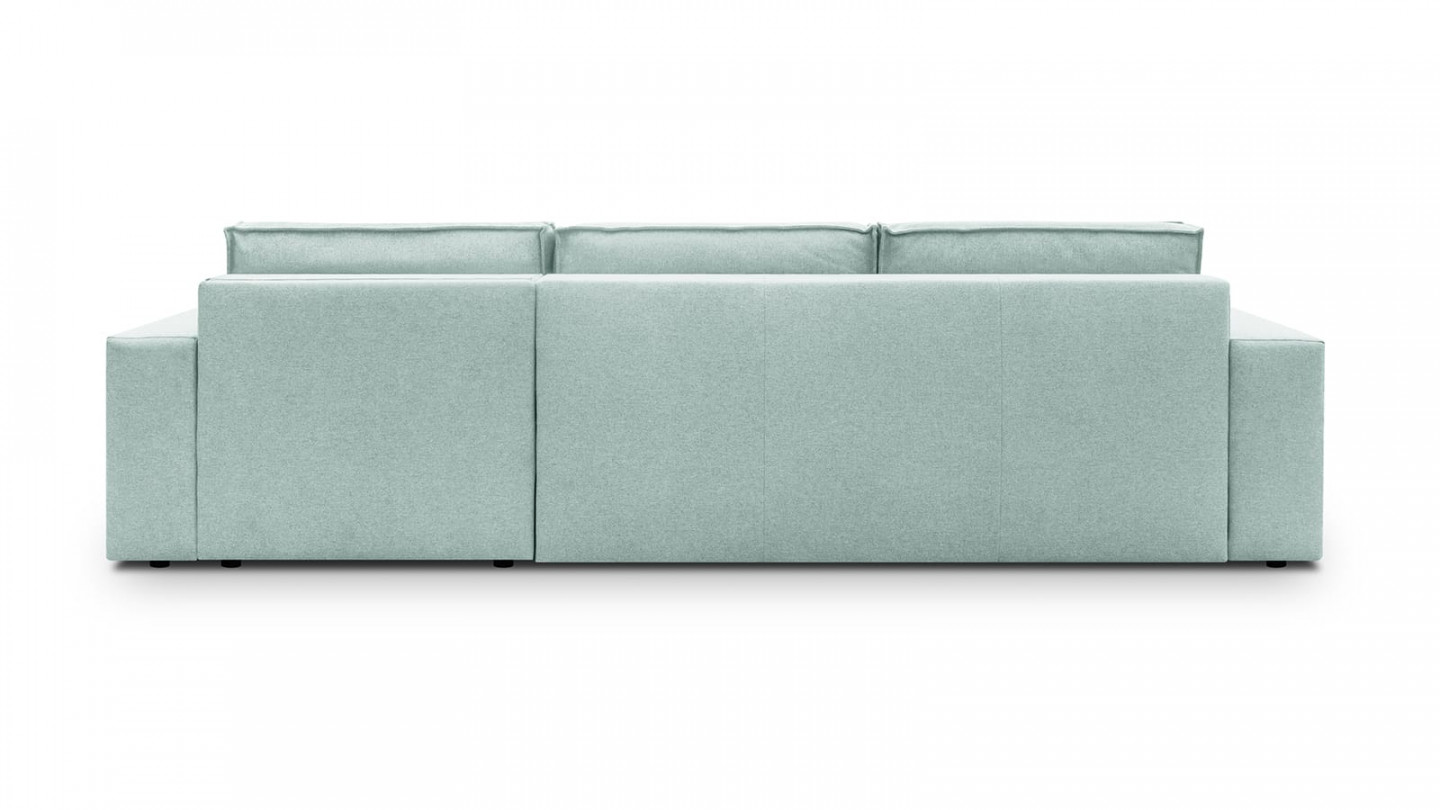 Canapé d'angle 5 places convertible réversible avec coffre de rangement en tissu bleu pastel - Harper New