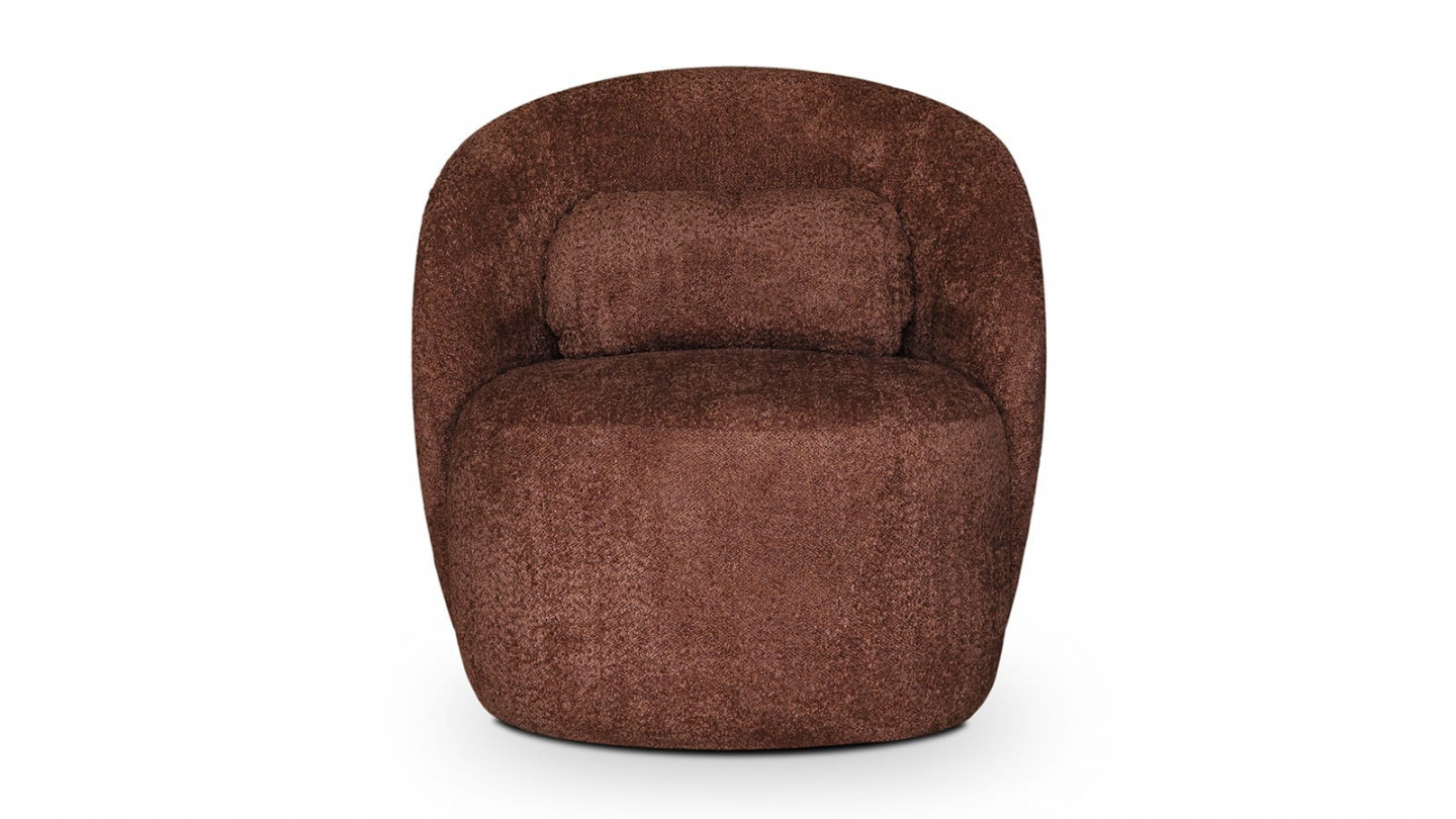 Fauteuil en tissu bouclette terracotta - Rondo