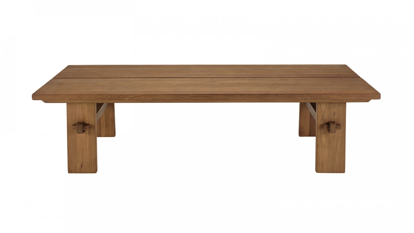 Table basse rectangulaire 140x70cm en bois de teck recyclé SIXTINE