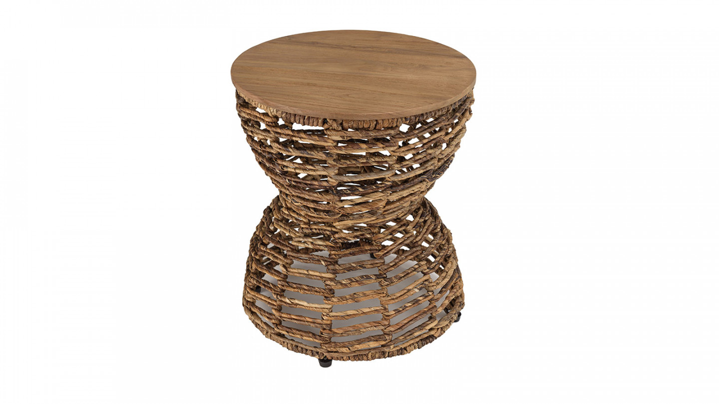 Tabouret assise en bois de teck recyclé SIXTINE