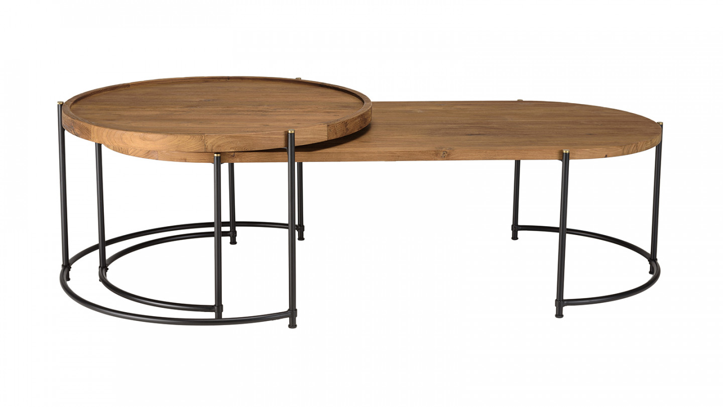 Set de 2 tables basses ovale et ronde SIXTINE