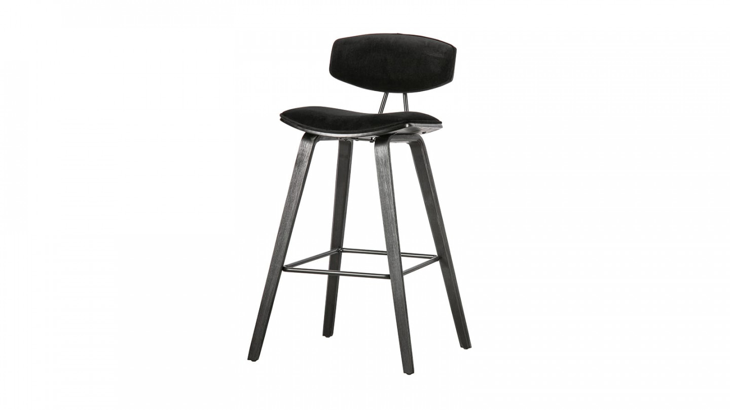 Lot de 2 tabourets de bar en velours noir - Collection Senn - Woood