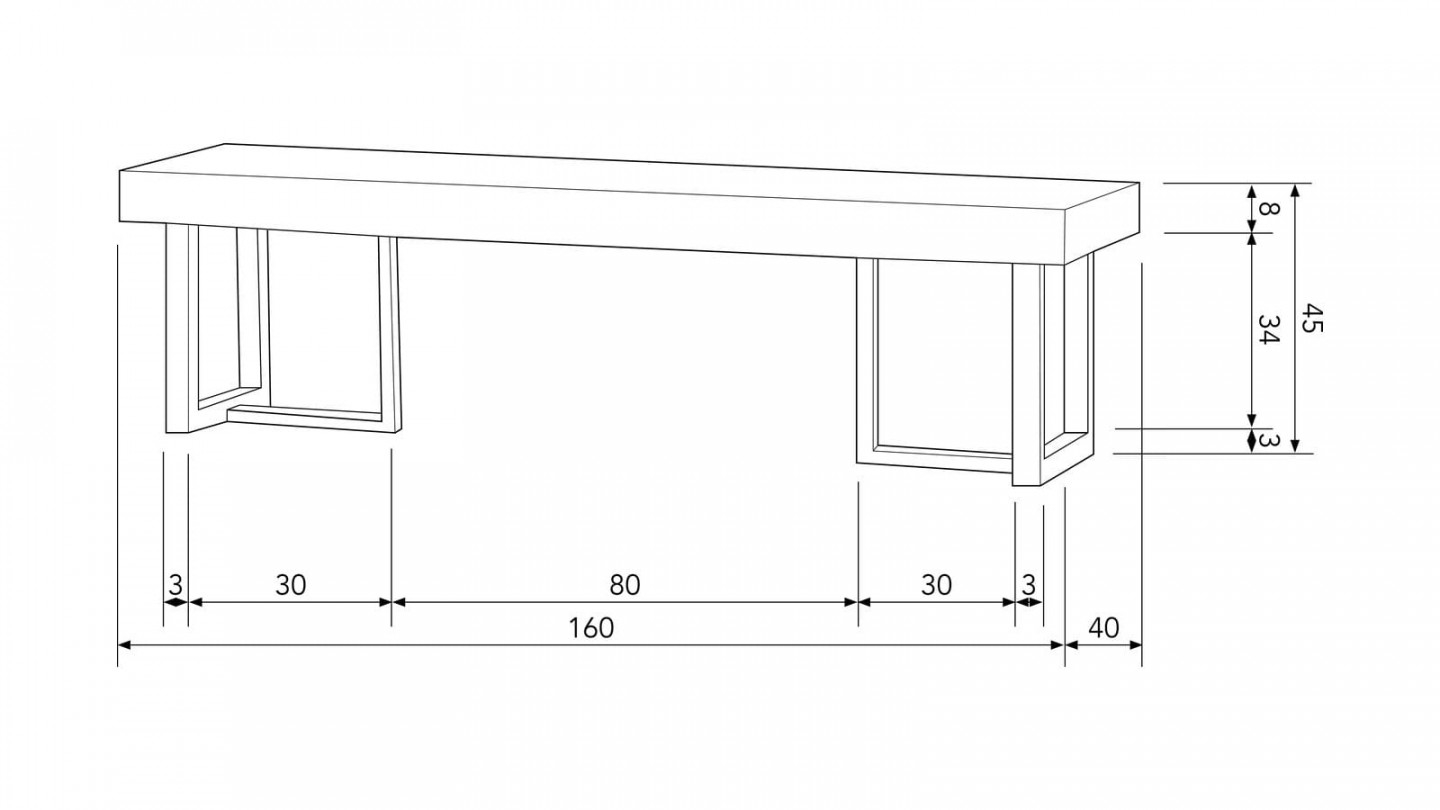 Banc de salle à manger en bois recyclés 160cm - Maxime