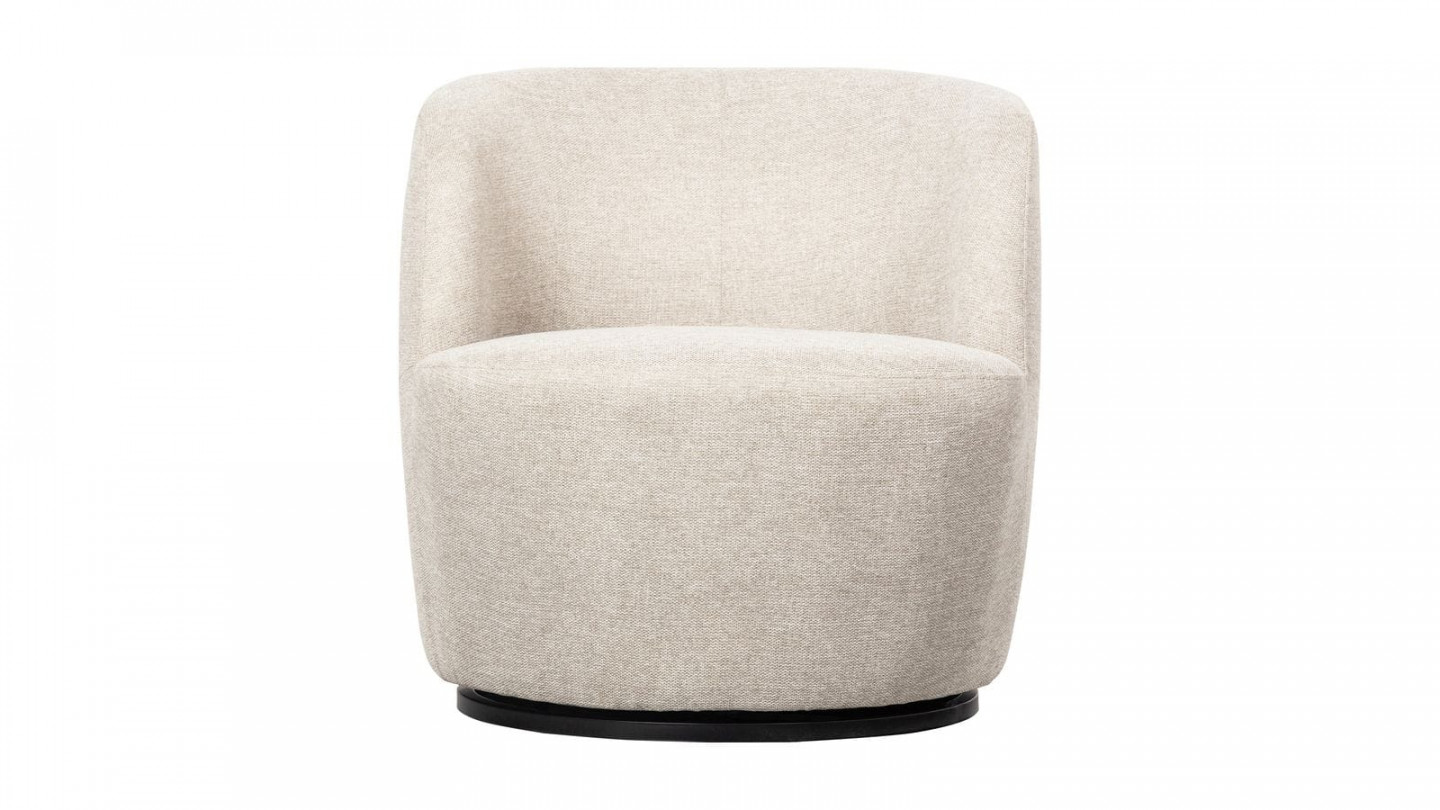 Fauteuil pivotant en tissu bouclé écru - Serra