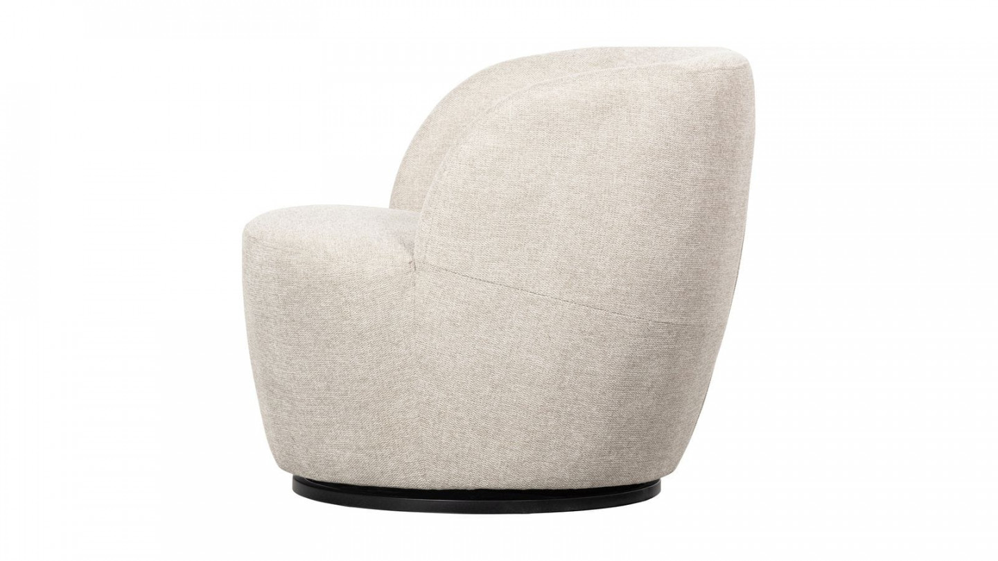 Fauteuil pivotant en tissu bouclé écru - Serra