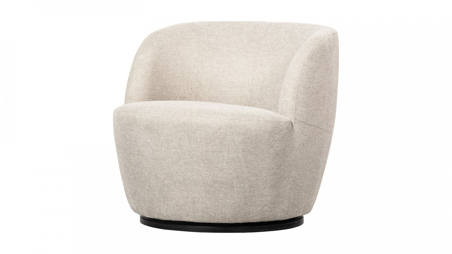 Fauteuil pivotant en tissu bouclé écru - Serra