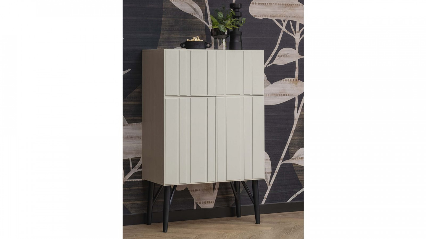 Buffet haut en pin blanc brumeux 90 cm - Miller