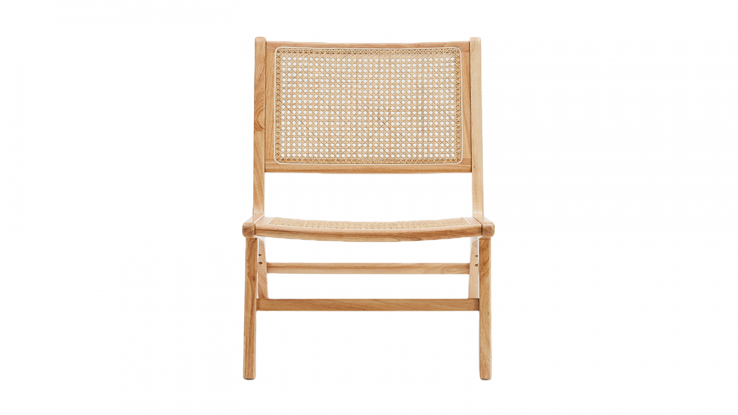 Fauteuil lounge en bois massif et rotin - Zuma