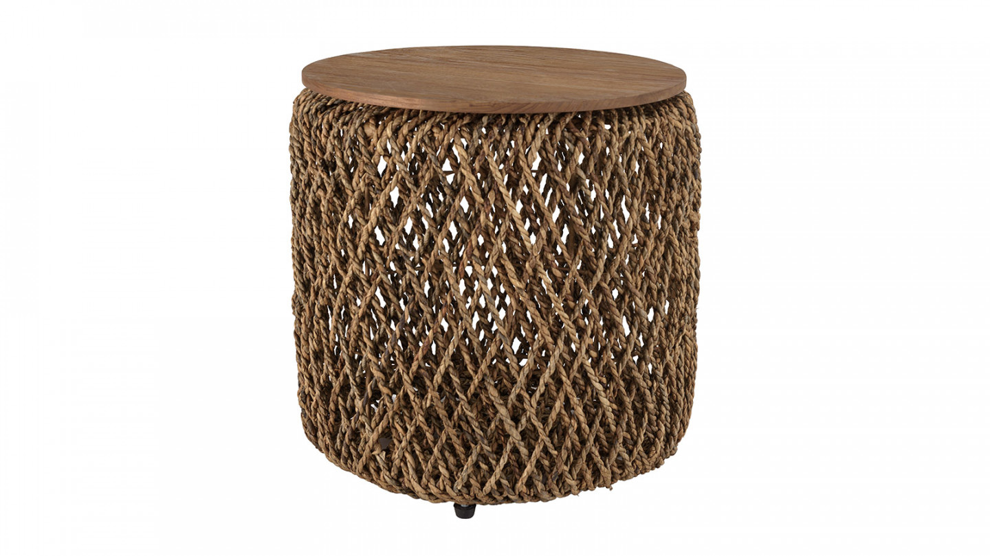 Table d'appoint ronde 50x50cm en tissage de fibre de cocotier - Sixtine