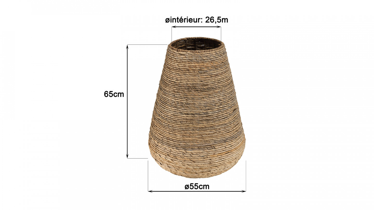 Cache pot modèle moyen en tissage d'abaca naturel - Sixtine