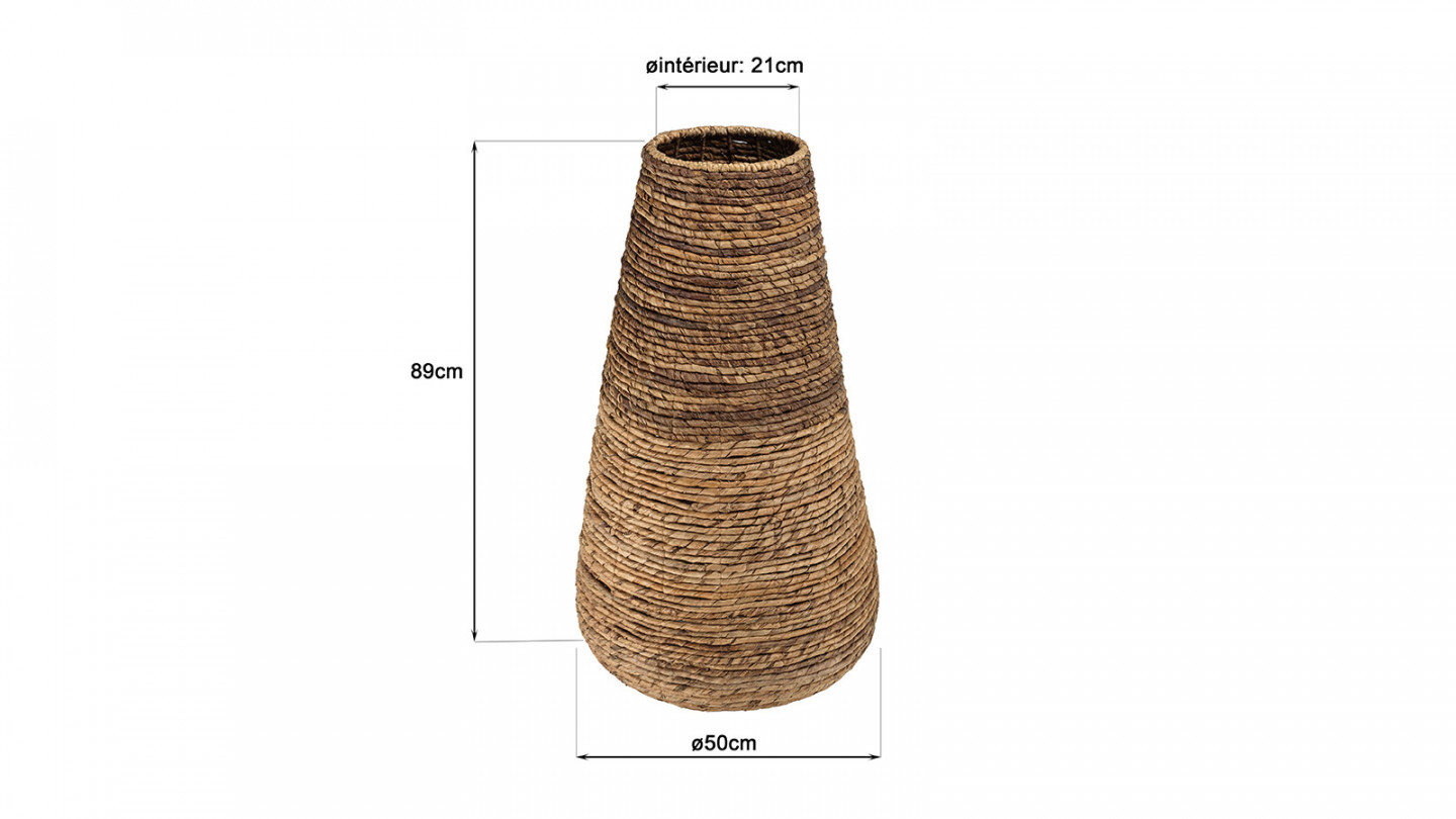 Cache pot grand modèle en tissage d'abaca naturel - Sixtine