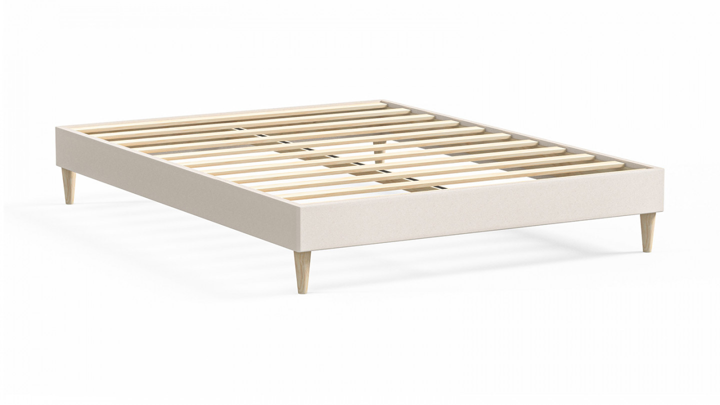 Lit adulte 160x200 en velours beige - Dina