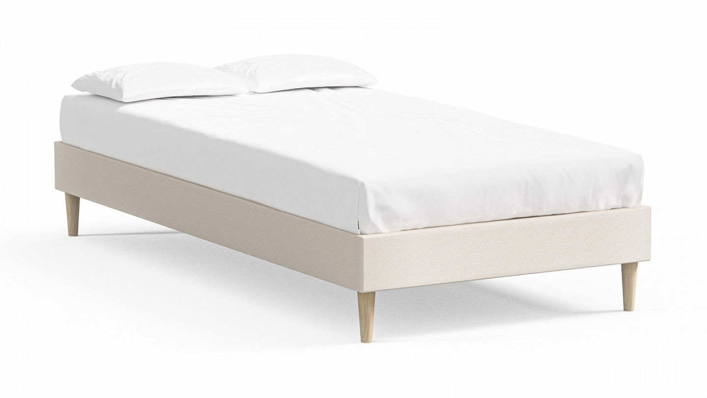 Lit adulte 90x190 en velours beige - Dina