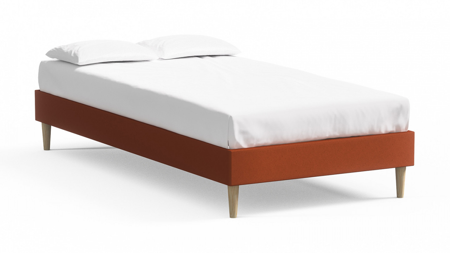 Lit adulte 90x190 en velours rouille - Dina