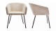 Lot de 2 fauteuils de table en velours côtelé beige, piètement noir - Swann