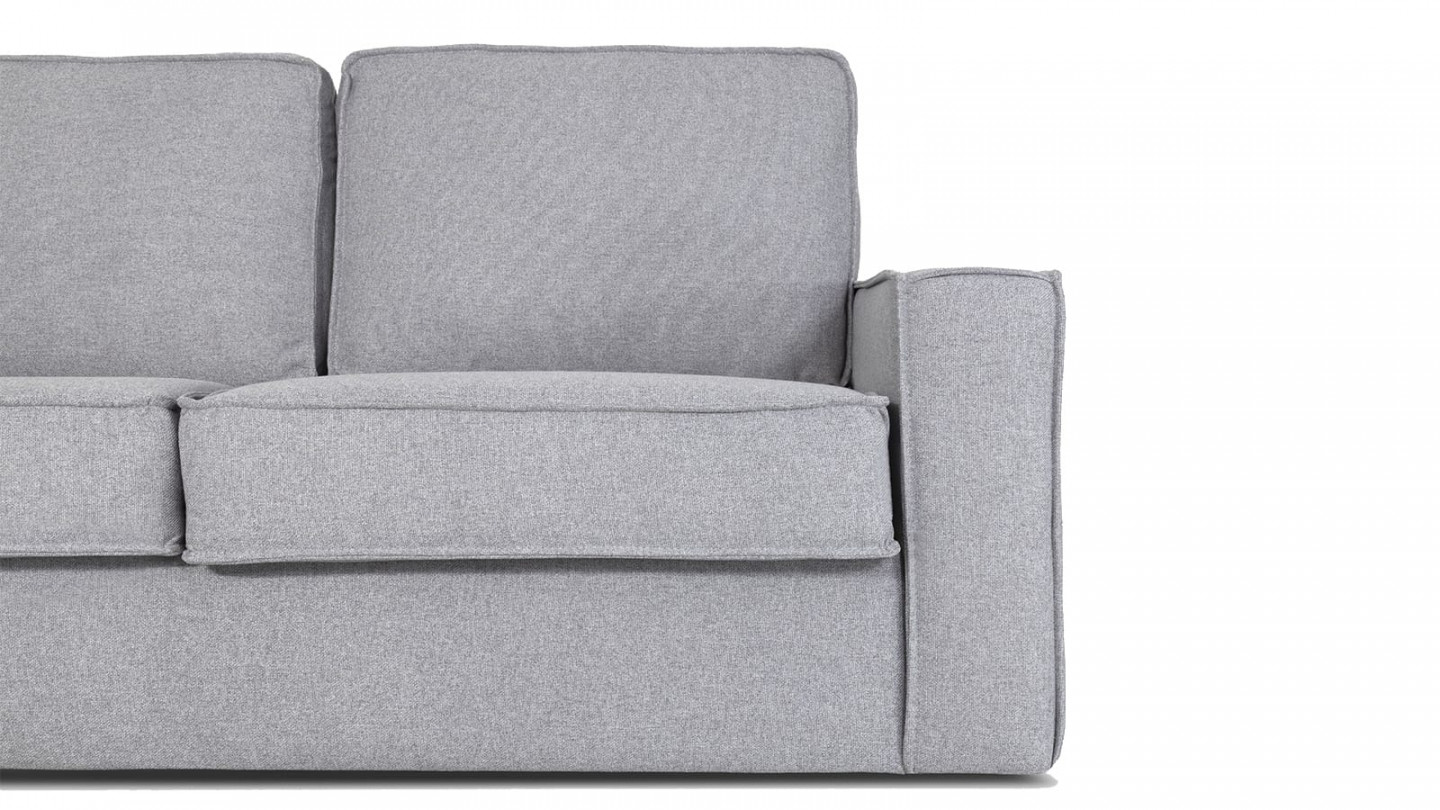  Canapé convertible 3 places en tissu gris chiné - Ouverture express - Couchage quotidien - Matelas HD 140 x 190 - Mattia