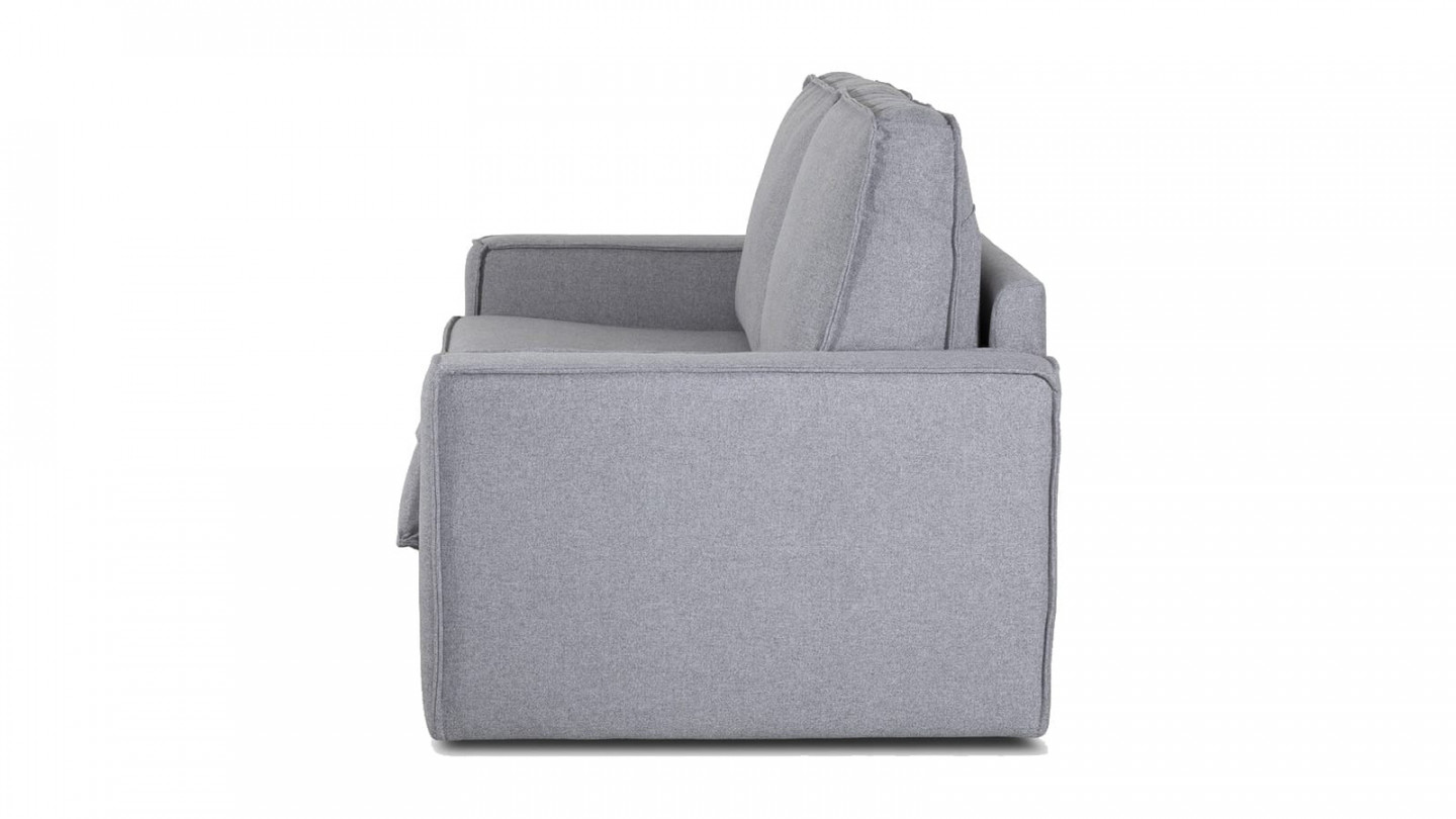  Canapé convertible 3 places en tissu gris chiné - Ouverture express - Couchage quotidien - Matelas HD 140 x 190 - Mattia