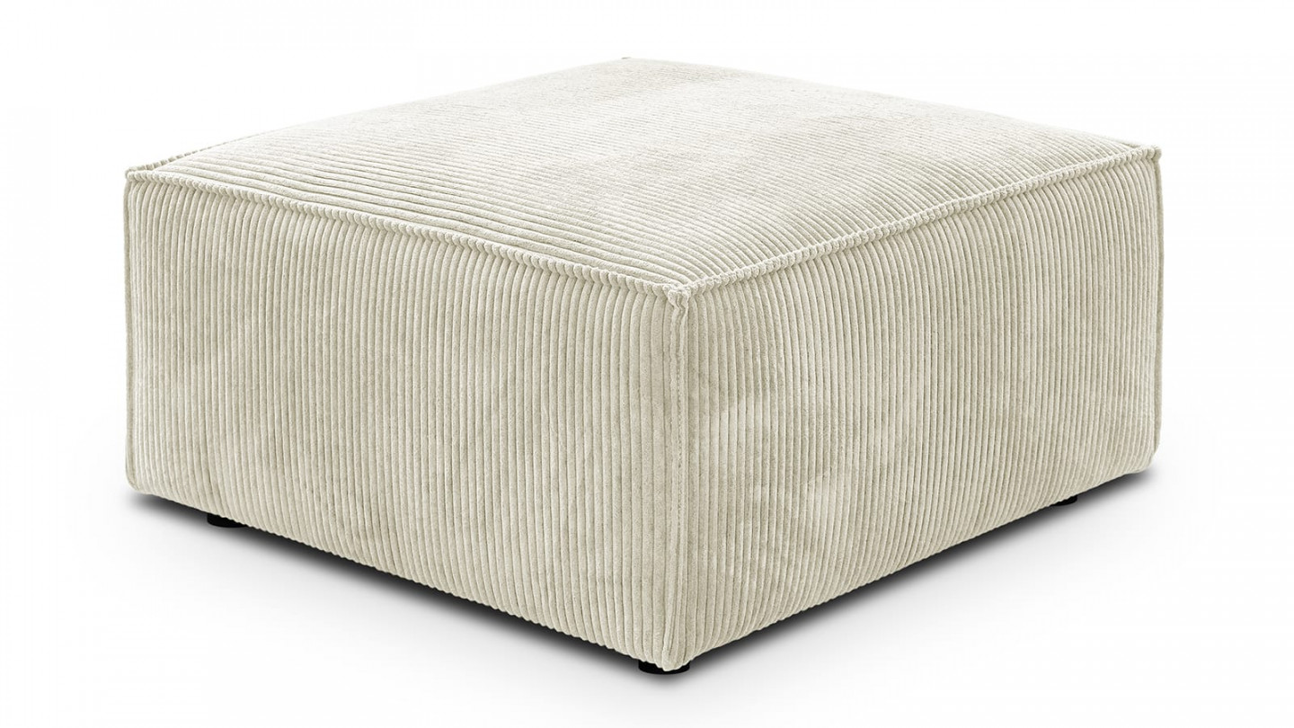 Pouf en velours côtelé beige - Harper