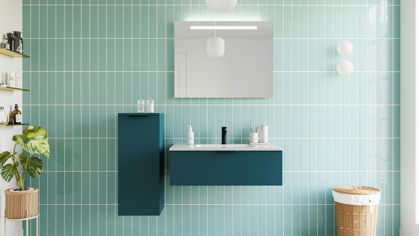 Meuble de salle de bains 90 cm Tropical - 1 tiroir - simple vasque - Loft