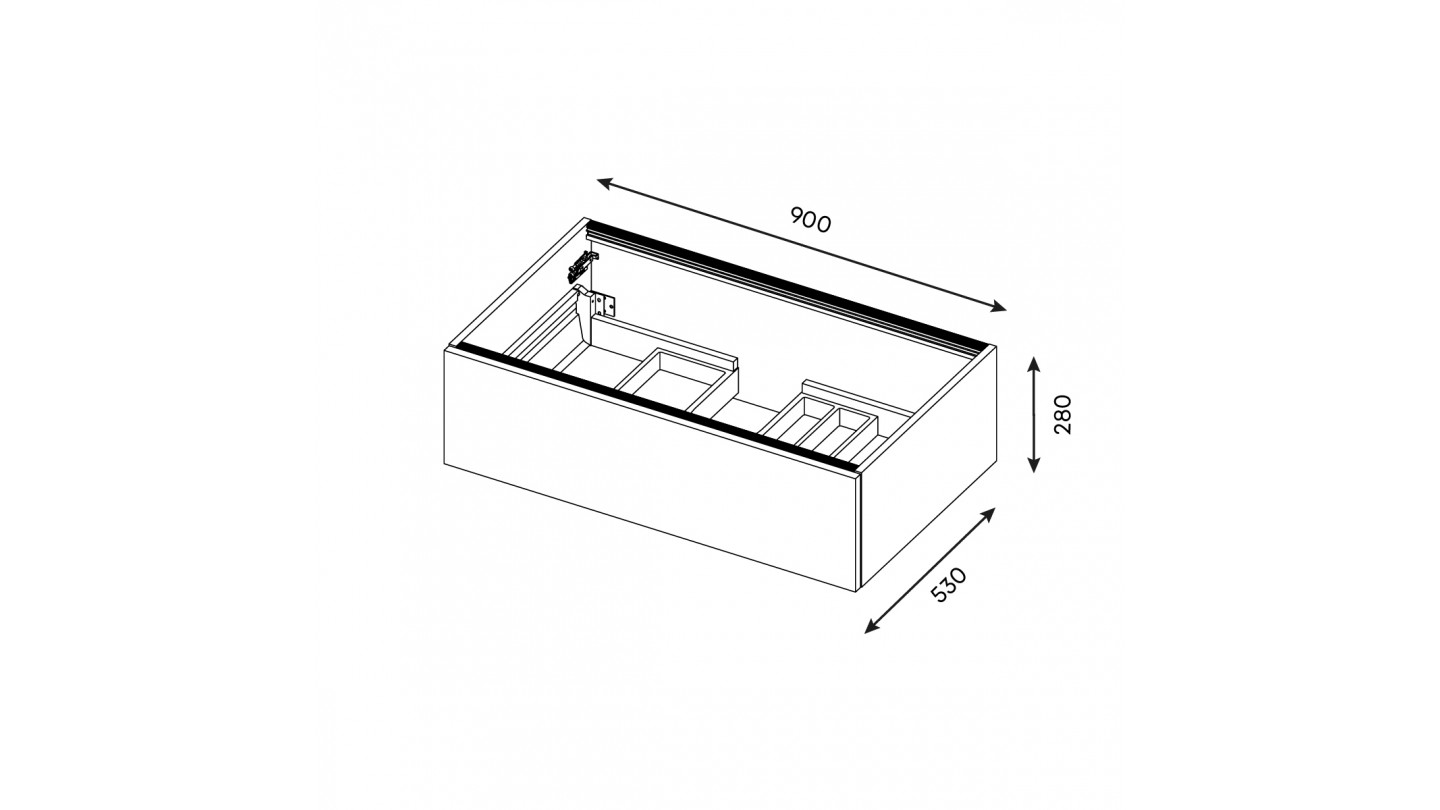 Meuble de salle de bains 90 cm Abricot - 1 tiroir - simple vasque + miroir - Loft