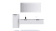 Meuble de salle de bains 140 cm Opale blanc - 2 tiroirs - double vasque + miroir + demi-colonne ouverture à gauche - Soho