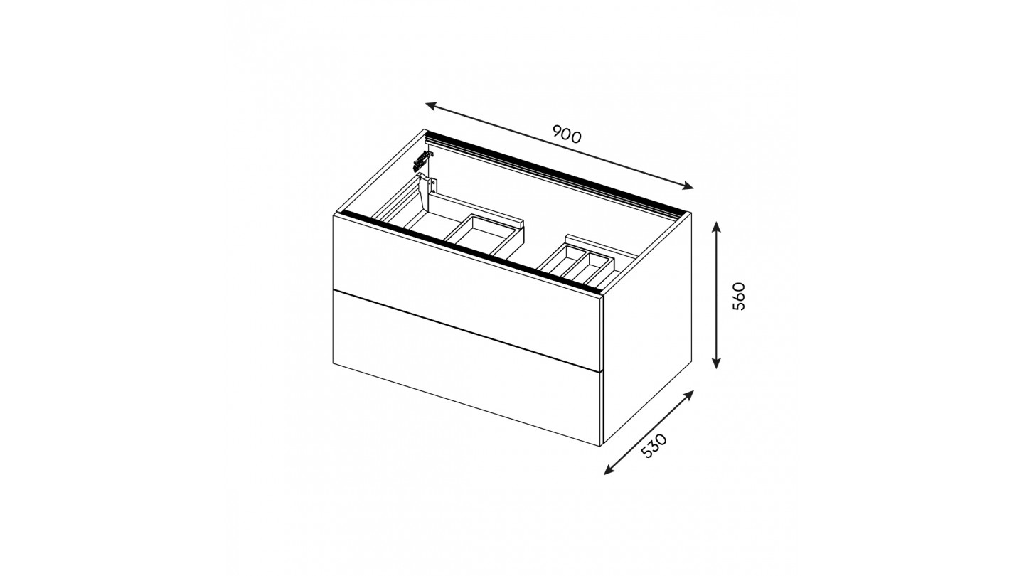 Meuble de salle de bains 90 cm Opale blanc - 2 tiroirs - vasque carrée + miroir - Loft