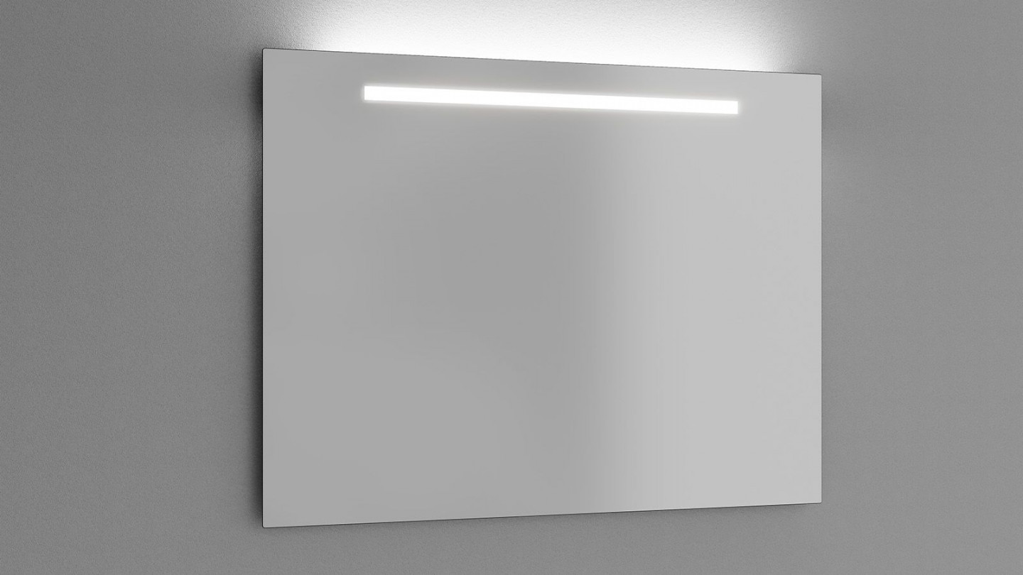 Meuble de salle de bain suspendu vasque à poser 90cm 2 tiroirs Bleu + miroir + colonne ouverture droite - Rivage
