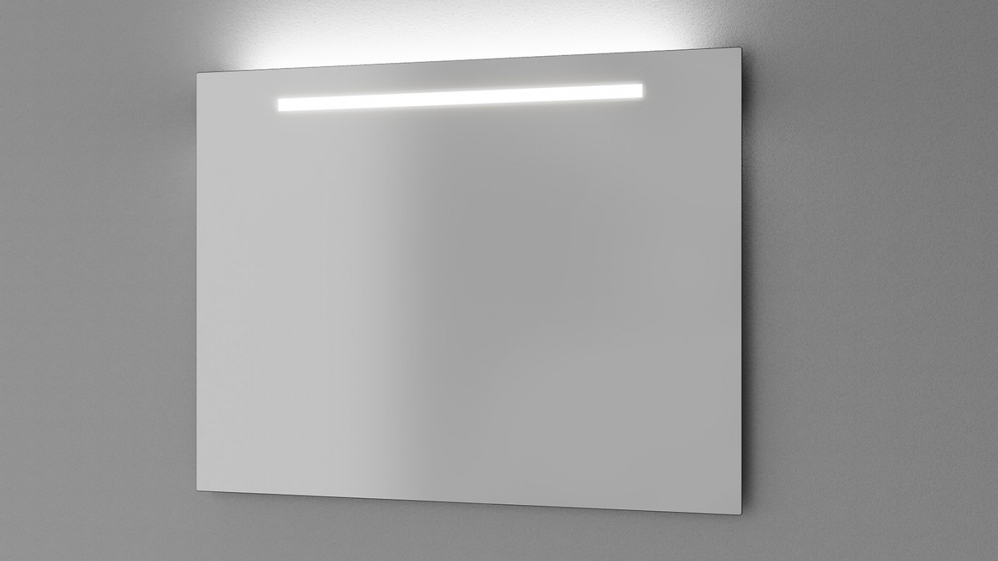 Meuble de salle de bain suspendu vasque à poser 90cm 1 tiroir façon Béton + miroir + colonne ouverture gauche - Rivage
