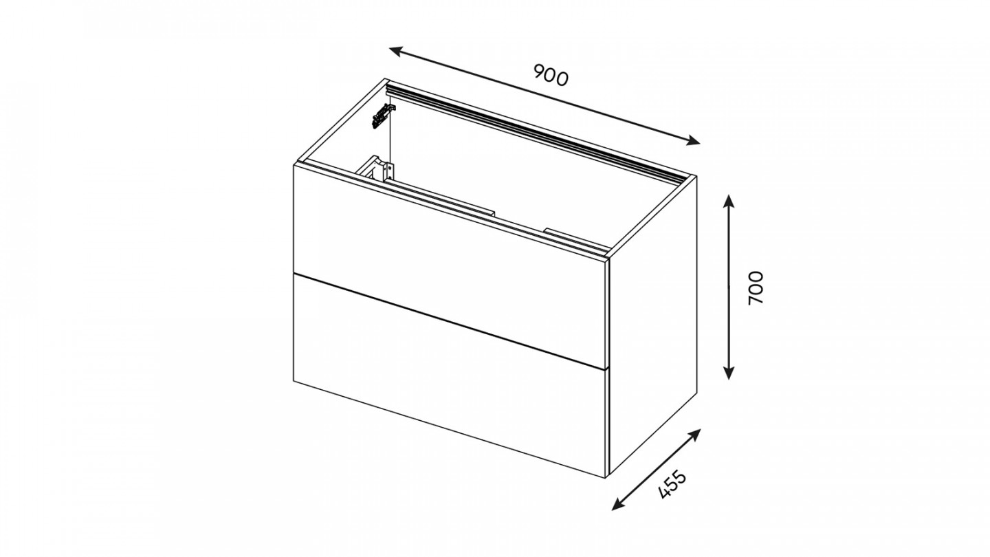 Meuble de salle de bain suspendu avec pieds vasque intégrée 90cm 2 tiroirs Blanc + miroir - Chango