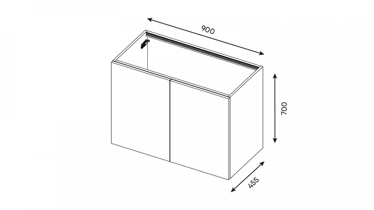 Meuble de salle de bain suspendu avec pieds vasque intégrée 90cm 2 portes Blanc + miroir - Chango