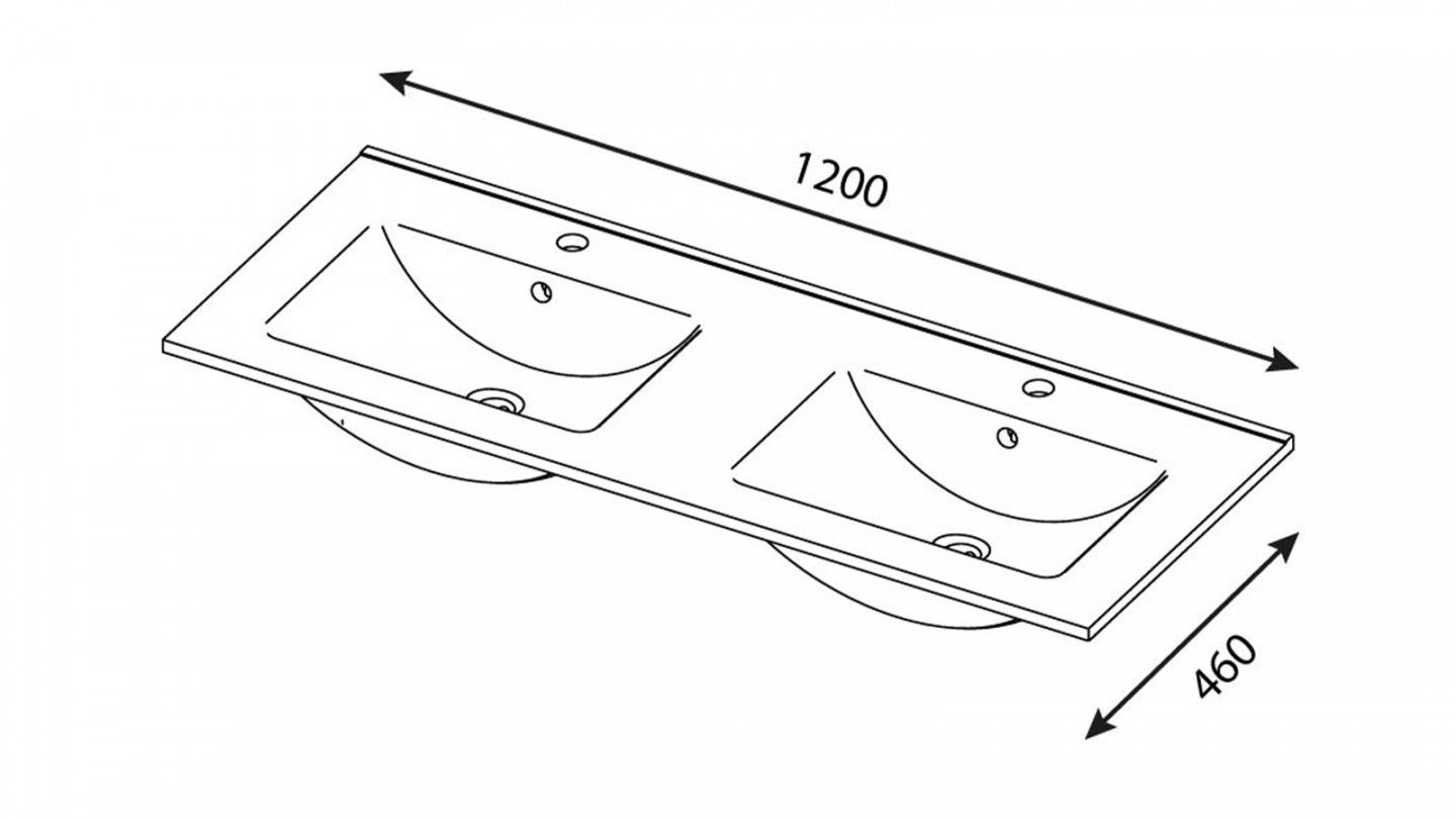 Meuble de salle de bain suspendu avec pieds double vasque intégrée 120cm 2 tiroirs Abricot - Chango