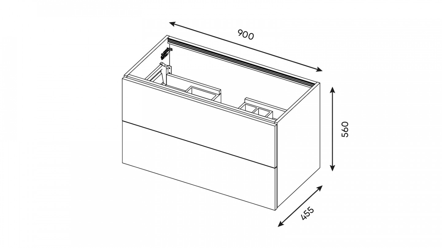 Meuble de salle de bain suspendu vasque à poser 90cm 2 tiroirs façon Béton + miroir + colonne ouverture droite - Osmose