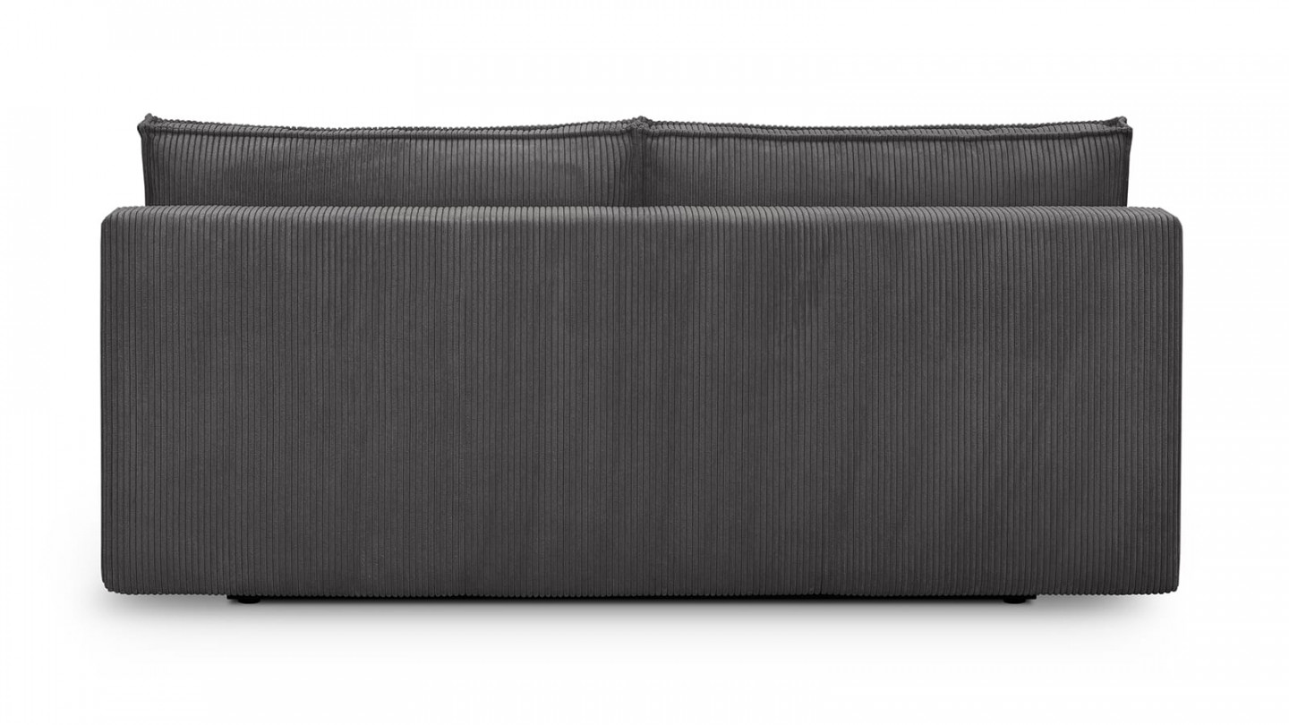 Canapé convertible 3 places avec coffre de rangement en velours côtelé gris anthracite - Milla New