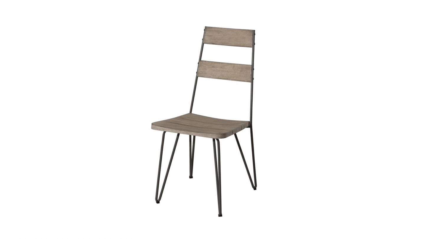 Lot de 2 chaises scandi en teck et métal – Collection Emile