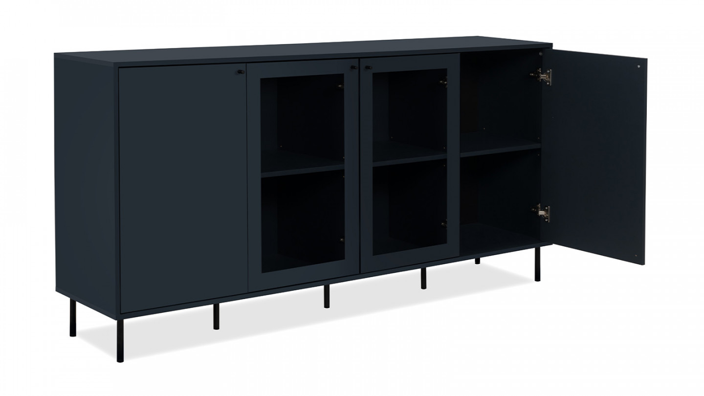 Buffet 4 portes bleu nuit 180 cm - Agata