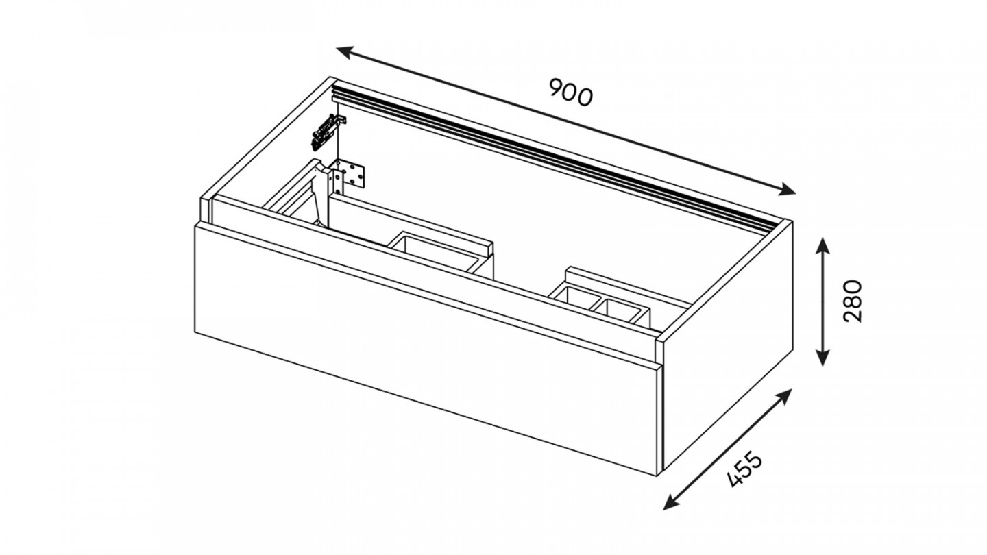 Meuble de salle de bain suspendu vasque intégrée 90cm 1 tiroir Chêne clair + miroir + colonne ouverture droite - Swing