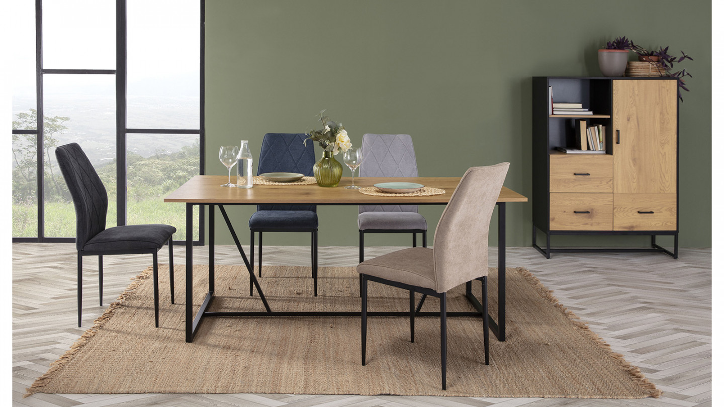 Lot de 4 chaises en tissu gris clair - Malo