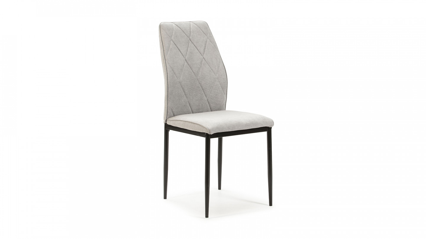 Lot de 4 chaises en tissu gris clair - Malo
