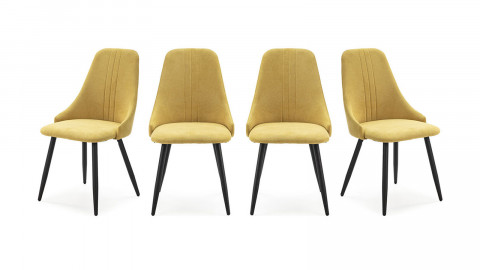 Lot de 4 chaises en tissu jaune - Soan