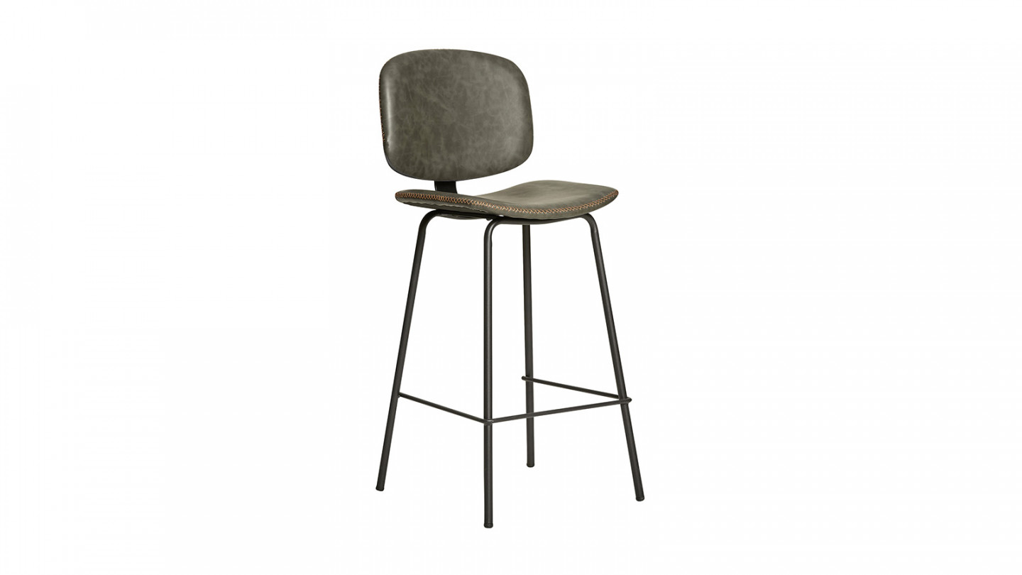 Lot de 2 tabourets de bar en simili cuir gris 73 cm - Noam