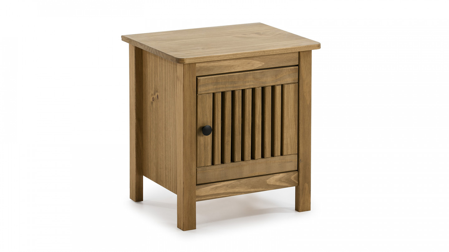 Table de chevet 1 porte en pin massif couleur bois naturel - Fabia