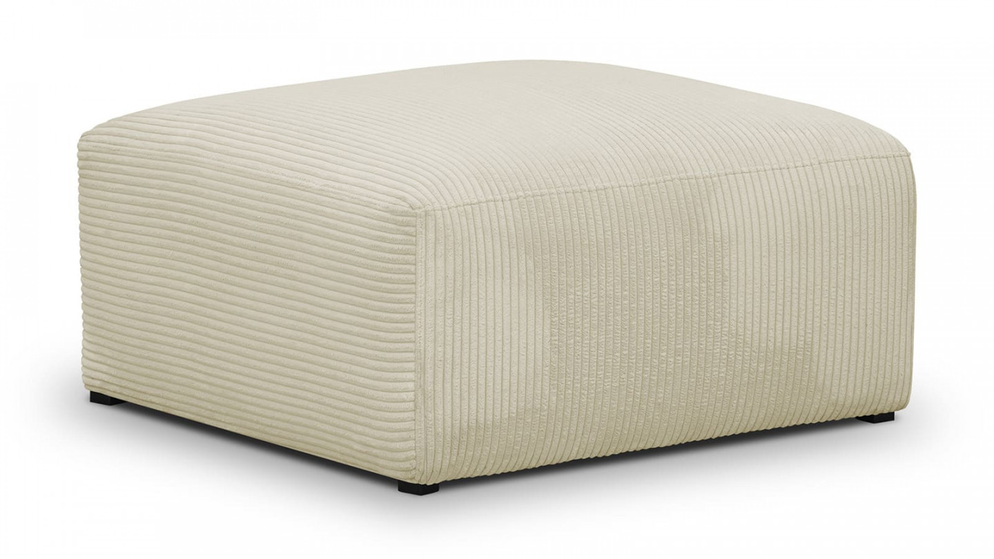 Pouf / repose-pieds modulable en velours côtelé beige - Modulo