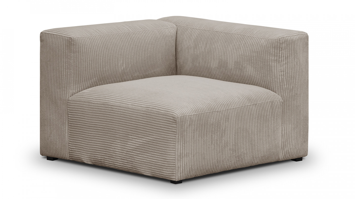 Chauffeuse d'angle à droite modulable en velours côtelé taupe - Modulo Chauffeuse d'angle à droite modulable en velours côtelé taupe - Modulo