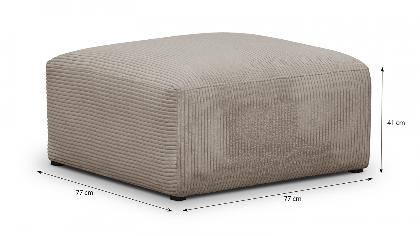 Pouf / repose-pieds modulable en velours côtelé taupe - Modulo