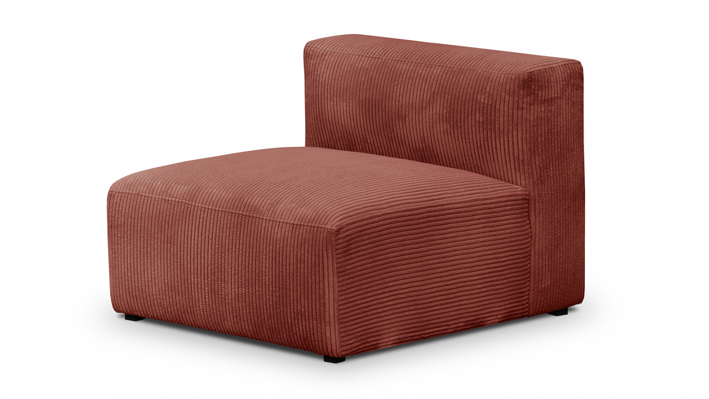 Canapé d'angle à gauche modulable avec méridienne 4 places en velours côtelé rouille - Modulo New Canapé d'angle à gauche modulable avec méridienne 4 places en velours côtelé rouille - Modulo New