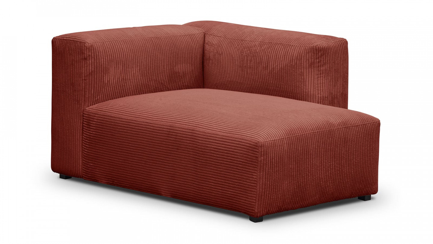 Méridienne d'angle à droite modulable en velours côtelé rouille - Modulo