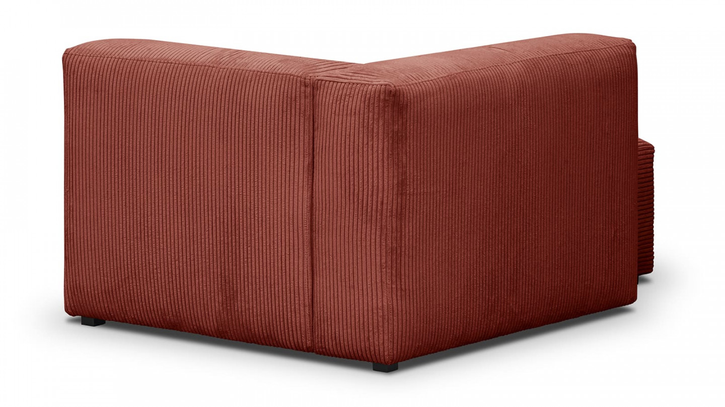 Méridienne d'angle à gauche modulable en velours côtelé rouille - Modulo Méridienne d'angle à gauche modulable en velours côtelé rouille - Modulo
