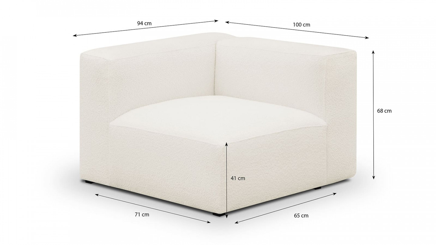 Canapé modulable 4 places en tissu bouclette écru - Modulo