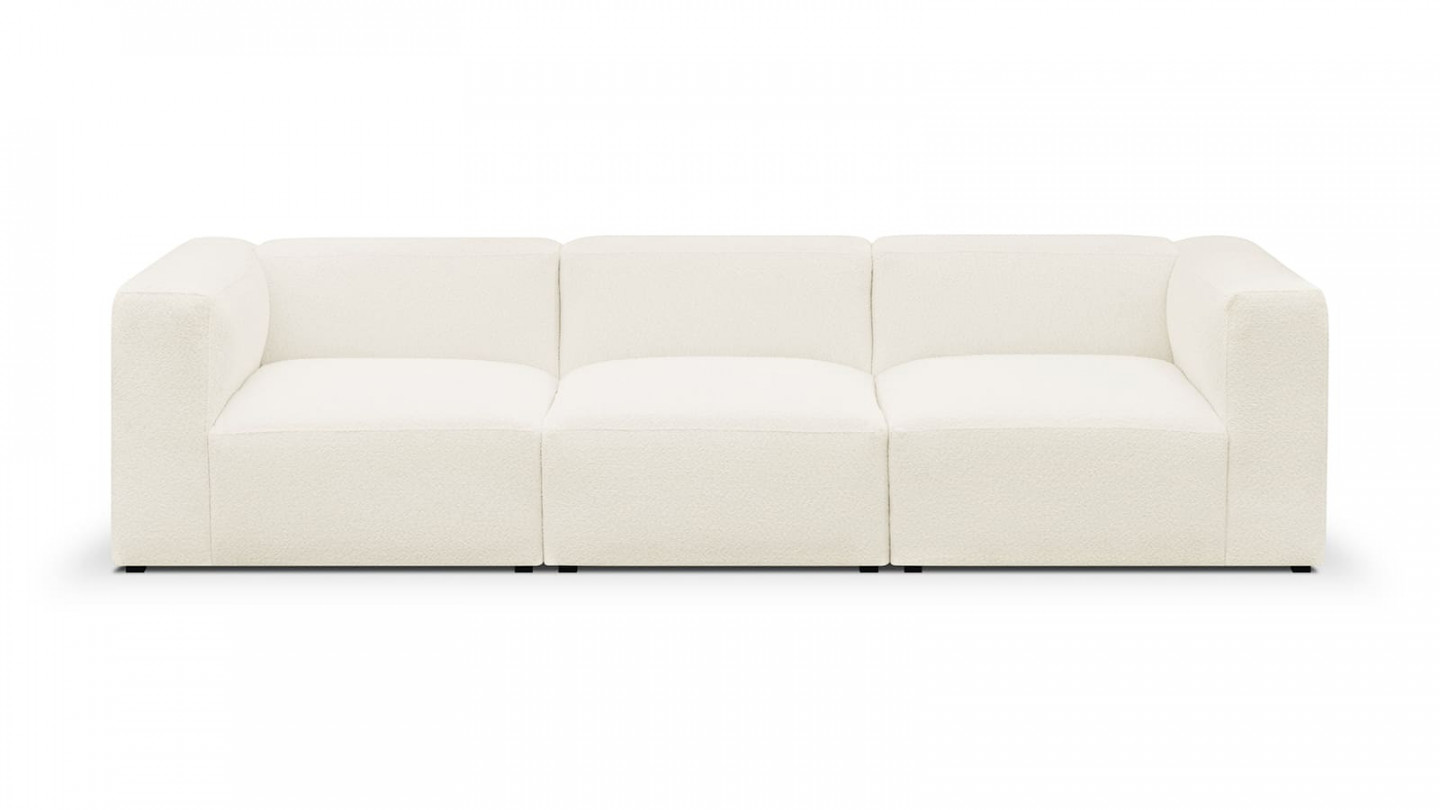 Canapé modulable 4 places en tissu bouclette écru - Modulo Canapé modulable 4 places en tissu bouclette écru - Modulo